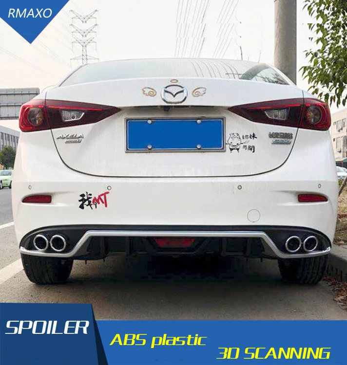 

For Axela Rear spoiler 2014-2017 SLK ABS Rear Bumper Diffuser Bumpers Protector For Mazda3 Axela After chrome lip rear spoiler