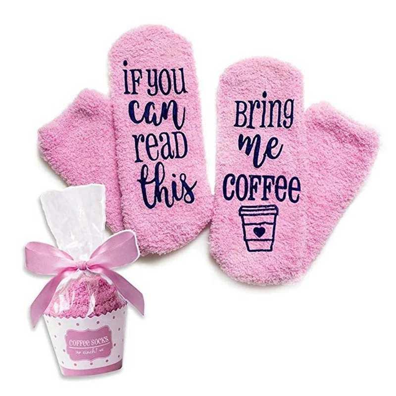 

Warm Women Soft Cup Cake Socks Warm Home Slipper Floor Socks Winter IF YOU CAN READ THIS BRING ME SOME WINE
