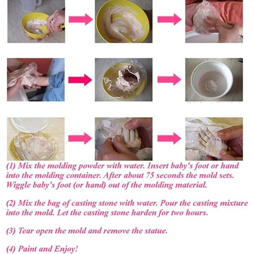 2019 Baby 3D Hand and Foot Print Plaster Casting Kit Handprint Footprint naissance Gift 5