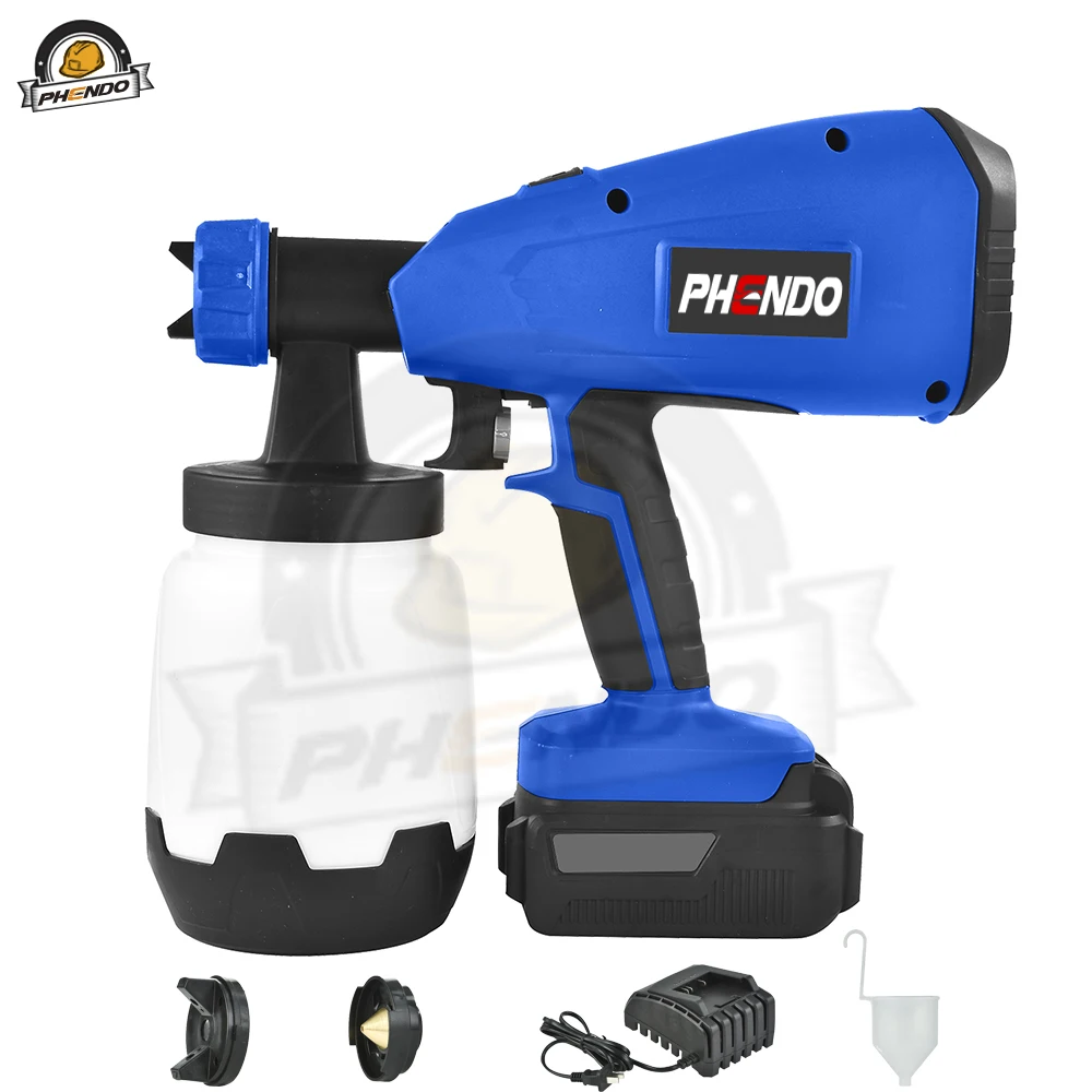 Phendo Electric Spray Gun 18v Lion Rechargeable Paint Sprayer Hvlp