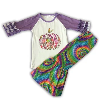 

Latest Design children Boutique ruffle Set Kids Girls Cute Baby Pumpkin Pattern Outfits