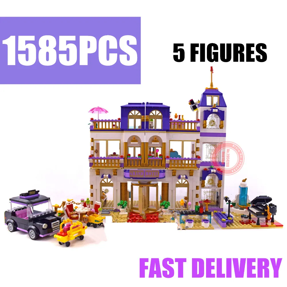 

New Friends Series Heartlake Grand Hotel Fit Legoings Friends Model Building Bricks Block Emma Stephanie 41101 Toy Girl Kid Gift