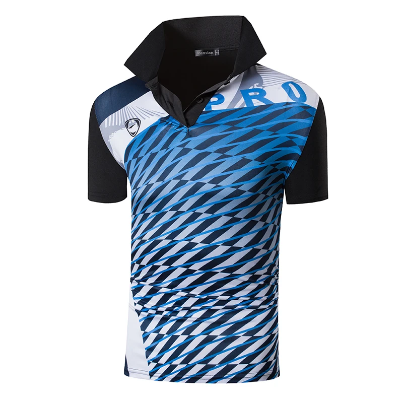 

jeansian Men's Sport Tee Polo Shirts POLOS Poloshirts Golf Tennis Badminton Dry Fit Short Sleeve LSL280 Black2