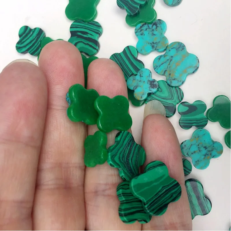 

5PCS/Lot Natural Malachite Synthetic Pine Stone Clover Beads 10/12/14mm Size Can Be Selected for DIY Jewelry Accessories Inlay