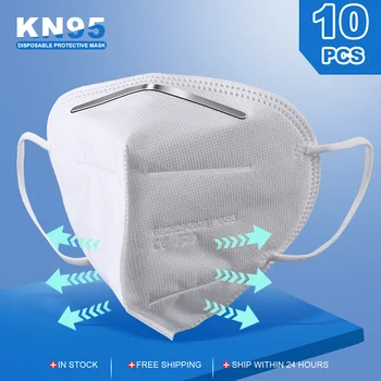 

10 PCS Mask Valved Face Mask Respirator 6 Layer Filter Masks Anti Bacteria Disposable Non-woven Breathable Fast Delivery