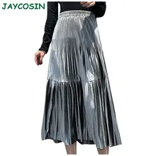 JAYCOSIN юбка миди, однотонная, трапециевидная, юбки для женщин, повседневная, высокая талия, плиссированная, длинная юбка, весна-лето, Faldas Mujer Moda 1218