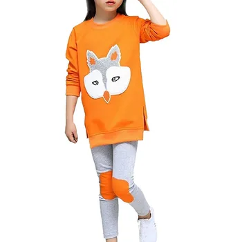 Kids Girls Cartoon Clothing Sets Long Sleeve Sweatshirt +Pants Children Tracksuit Sport Suit Autumn Fall Girl Clothes 3-14 Years 2