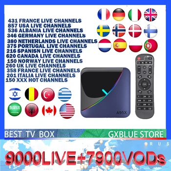 

A95X F3 Android 9.0 TV BOX Amlogic S905X3 with 1Year France Portugal Belgium Netherlands Belgium UK Italy IPTV Subscription
