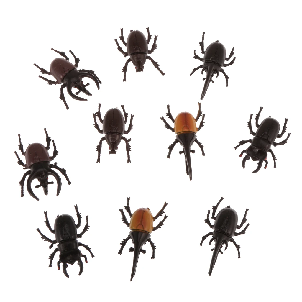 10pcs Vivid Beetle Insects Model Animal Figurines Collection Funny Trick Toy