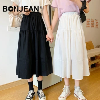 

Long Skirts For Women High Waist White Black Skirt Long Summer Spring Elegant Ladies Korean Skirt Streetwear Z250