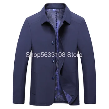 

Middle-aged And Elderly Business Jacket Male 2020 Autumn Lapel Solid Color Secretary Coat 1048