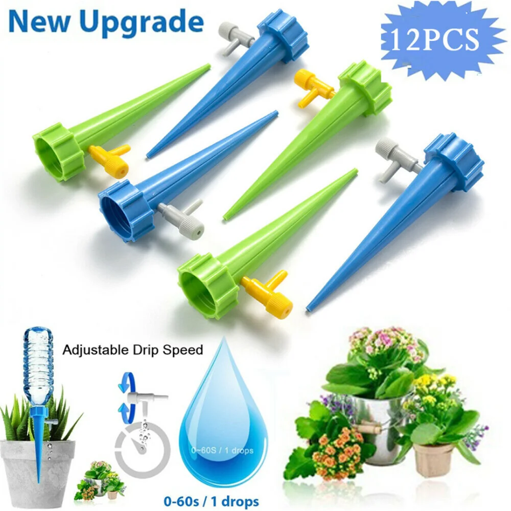 

12Pc Plant Self Watering Spikes Adjustable Stakes System Vacation Plant Waterer Self Automatic Watering Spikes Irrigation System