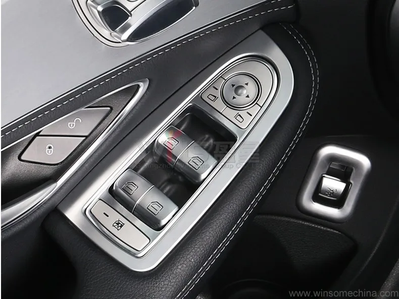 Для Mercedes Benz C Class интерьерные молдинги переключатель стеклоподъемника декоративная накладка аксессуары для стайлинга автомобилей Хром