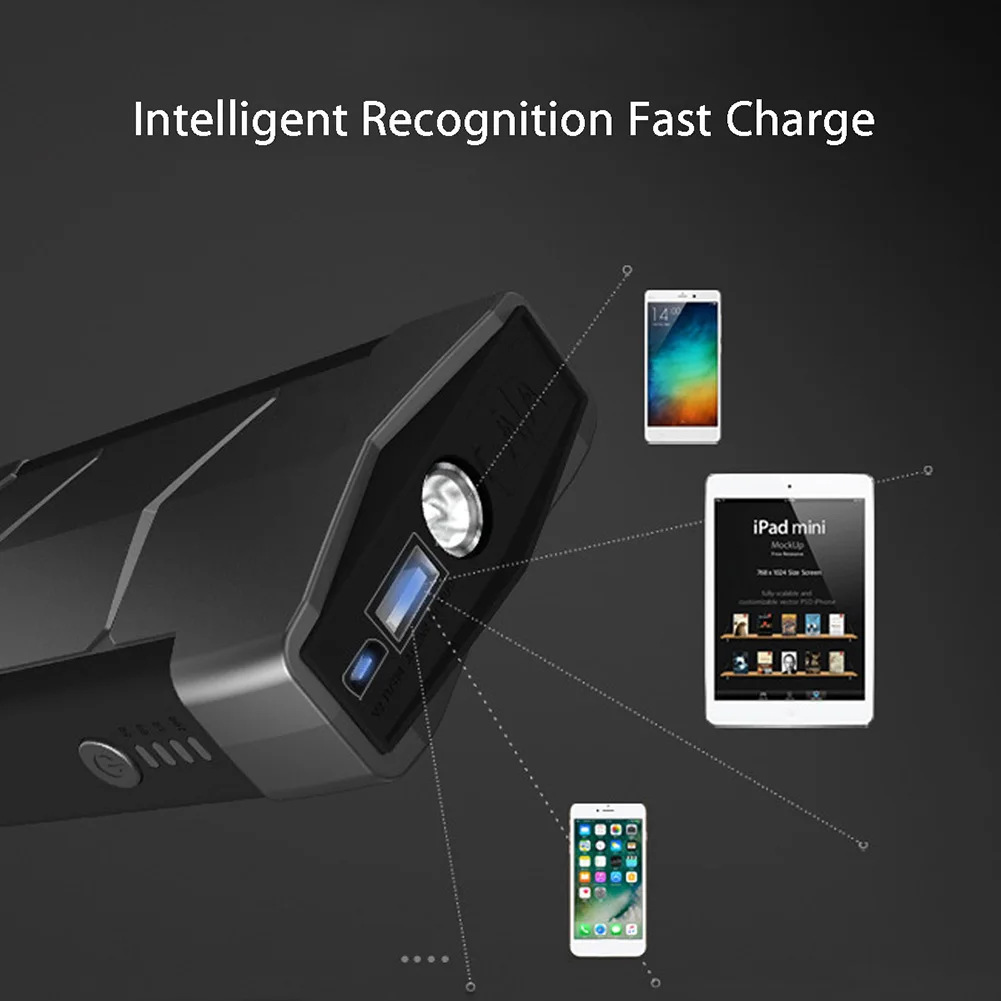 Skup 12V 99900mAh Mini przenośny do samochodu akumulator rozruchowy USB ładowarka awaryjny powerbank SOS LED latarka na urządzenie zapłonowe