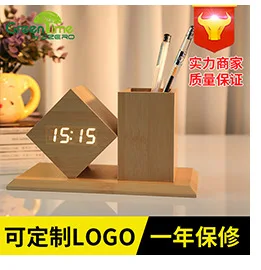 Direct Selling Environmentally Friendly Creative LED Desk Clock with Numbers USB Square Wooden Clock New Style Bedroom Voice Nig
