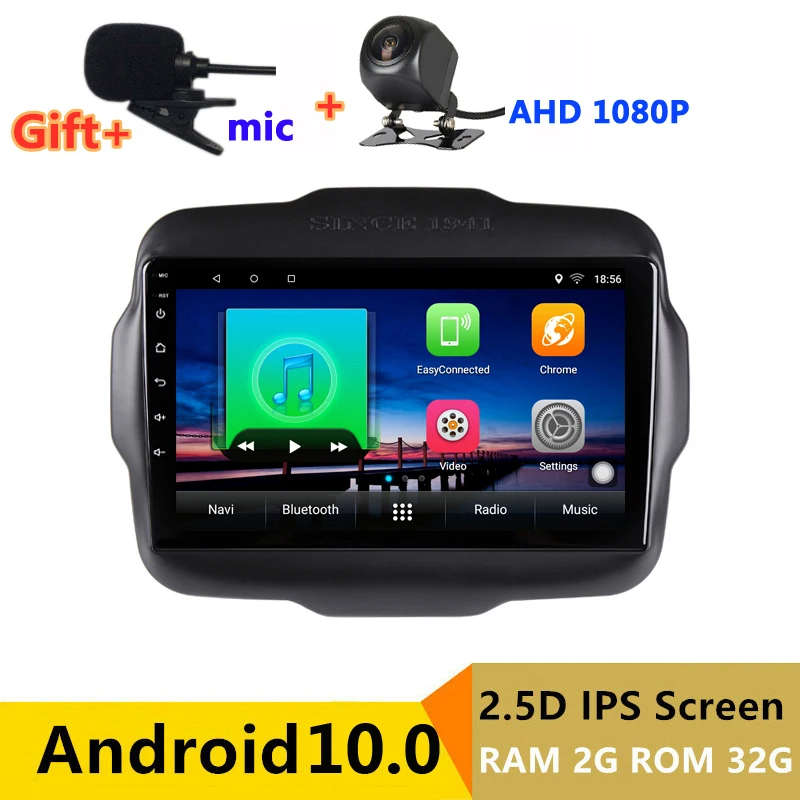 Автомагнитола 2 din на android 10 для Jeep Renegade мультимедийный проигрыватель с GPS DVD 2015 2016