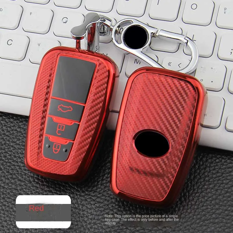 Supporto della cassa della copertura chiave a distanza dell'automobile di TPU della fibra del carbonio per Toyota CHR Prado Prius Camry Corolla RAV4 2021 2017 2018 2019 2020 Auto - H7c004f1dfa2642538d66757407a1a9ceq