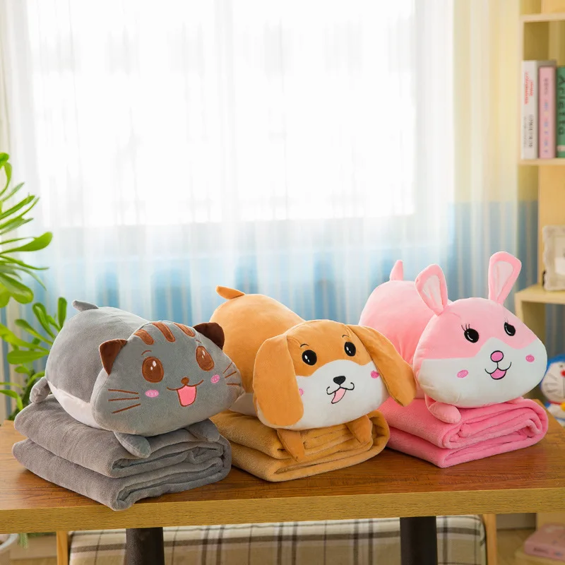 

Creative Cartoon Cute Flannel Multi-functional Three-in-One Pillow And Blanket Hand Warmer Pillow Plush Toys