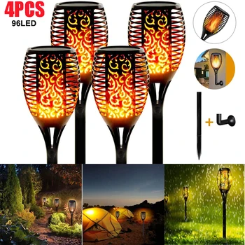 

96LED Solar Flame Light Garden Lamp Outdoor Waterproof Torch Light Landscape Decor Lawn Landscape Lights Path Lighting