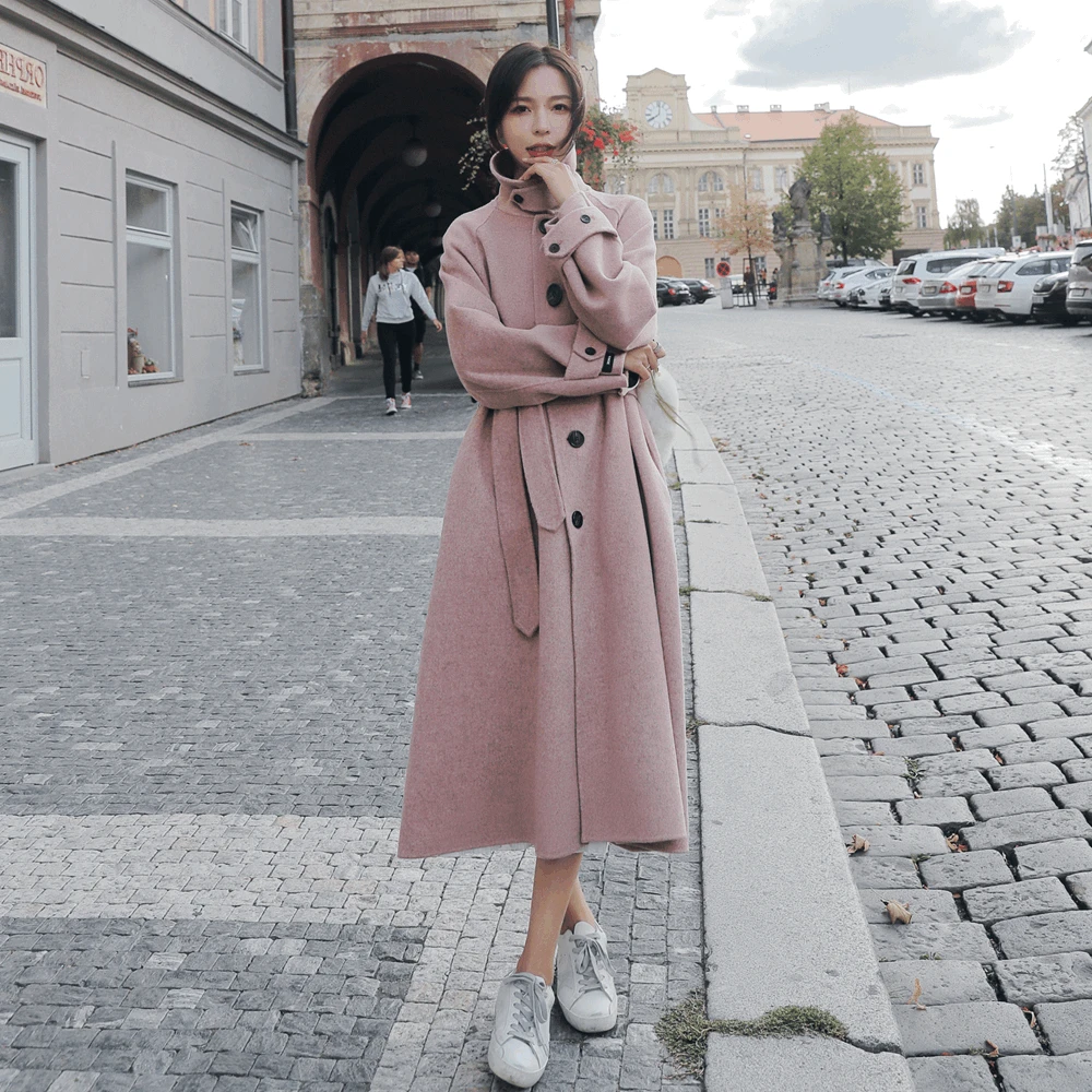 

Photo Shoot French-Style Woolen Jacket 2019 Winter New Style WOMEN'S Dress Retro British Style Single Breasted Waist Hugging Duf