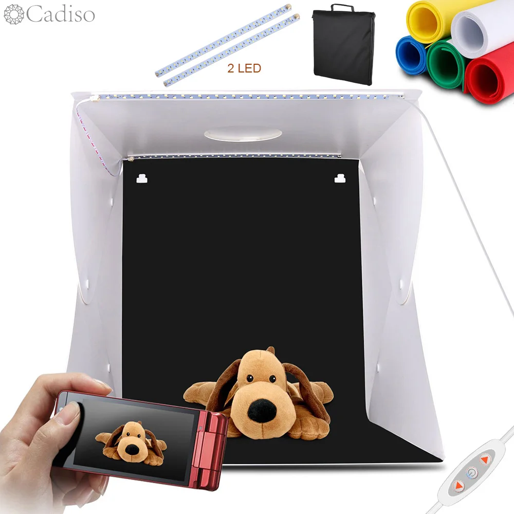 Cadiso 40cm Photobox 2 LED Folding White Lightbox Photography Lighting Kit Photo Studio Softbox Adjustable Brightness Light Box |