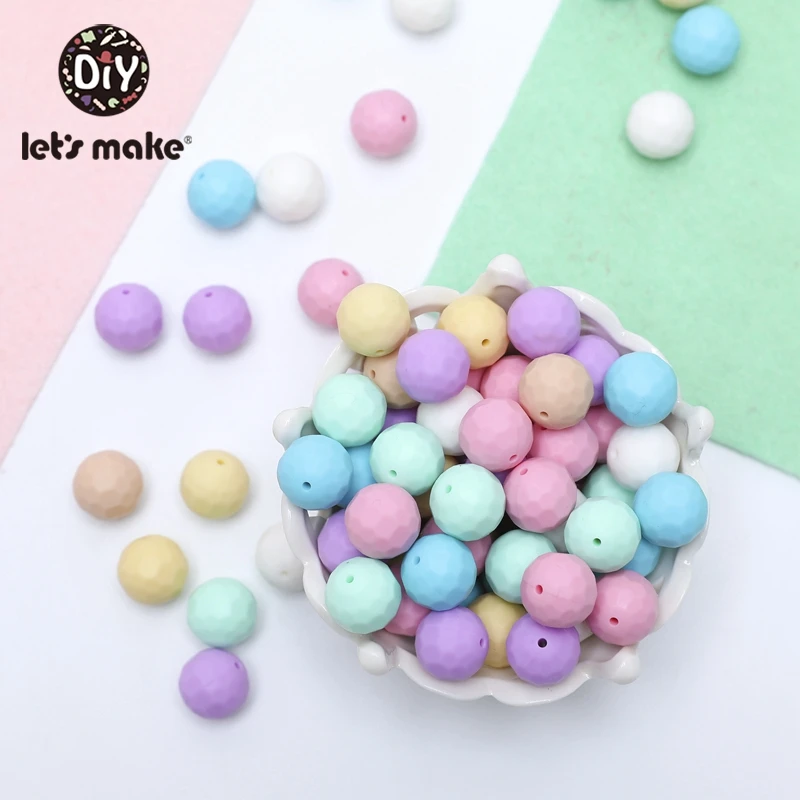 Let's Make Silicone Teether Multifaceted Beads 100pcs 15mm Diy