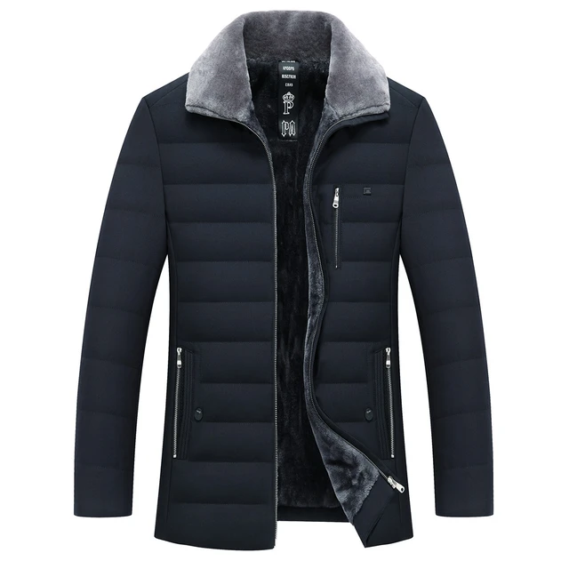 Comprar Chaqueta de invierno para hombre, Cuello de piel con capucha,  prendas de vestir de algodón cálidas, Parka y abrigos de retales para hombre,  Parkas cortavientos