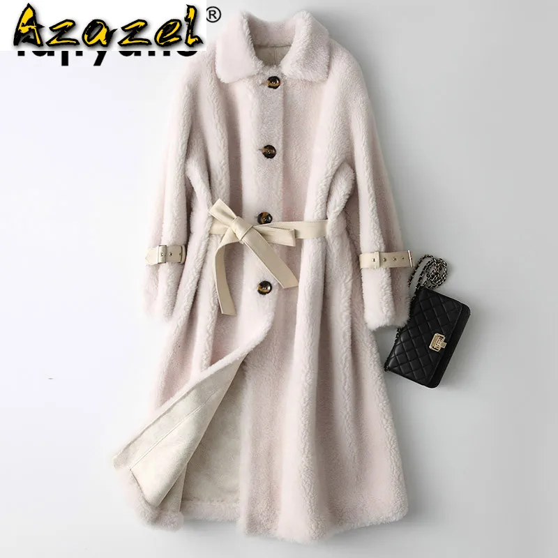 

Autumn Winter Coat Women Clothes 2020 Real Fur Coat Red Long Wool Jacket Korean Vintage Sheep Shearling Fur Coat KQN18225 ZT2777