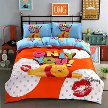 Orange Winnie the Pooh Bed Linens Twin Size Bedding Set for Kids Bedroom Decor Children's Quilt Duvet Covers Queen 3/4 pieces