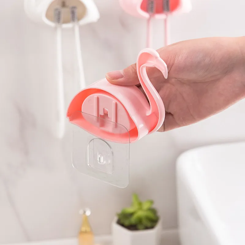 1 шт. мультяшный Фламинго присоска 2 положения крючки для зубных щеток Держатель для зубных щеток аксессуары для ванной комнаты настенный держатель