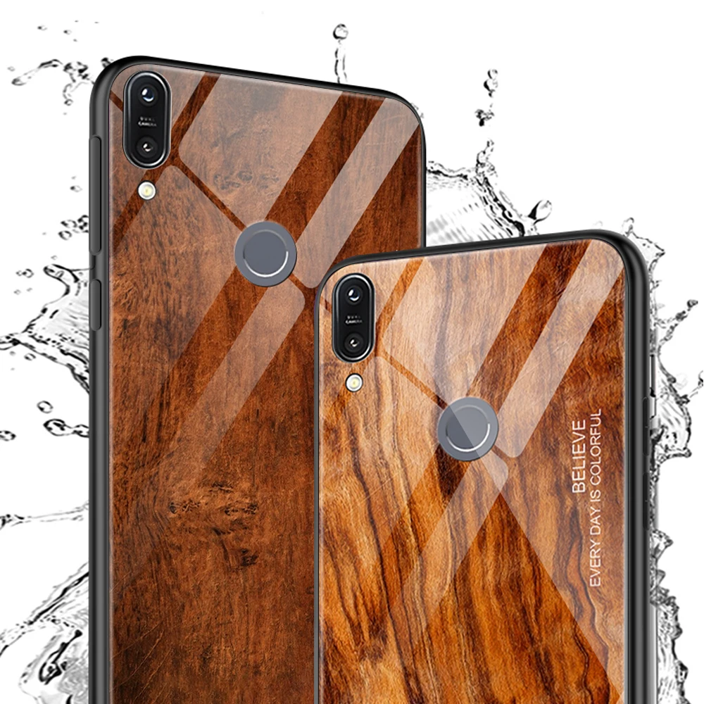 Чехол с текстурой древесины для ASUS Zenfone Max Pro M1 ZB602KL ZB601KL Max Pro M2 ZB631KL ZB633KL с узором из закаленного стекла