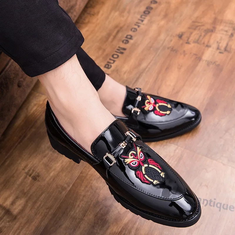

Korean-style England Hair Stylist Leather Shoes Elevator Evening Show Barber plus Velvet Warm Slip-on Casual Lazy MEN'S SHOES