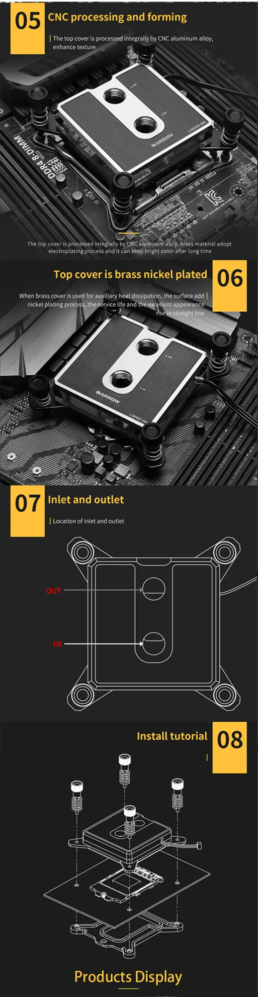 Курган LTCP03-04N, для Intel Lga115x композитный Процессор индикатор расхода воды, POM/БАРСС вверх по желанию, производительность, Никелированное покрытие 2,0 5v 3pin, Microwaterway блок