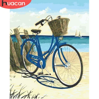 

HUACAN Painting By Number Bicycle Drawing On Canvas HandPainted Paint Art Gift DIY Pictures By Number Landscape Kits Home Decor