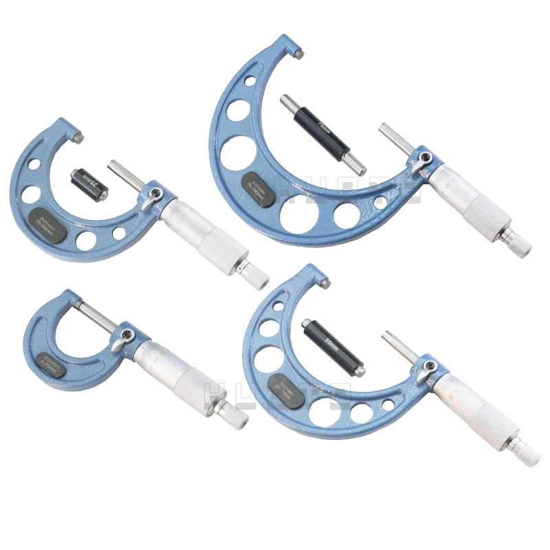 4/6pcs Outside Micrometer set 0-25mm/50mm/75mm/100mm/150mm/0.01mm Set Kit Carbide Alloy With Reference Rod Caliper Measure Tools micrometer set