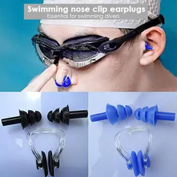 

Soft 1set Silicone Swimming Adult Ear Plug Swimming Nose Clip Swimmer Underwater Swim Earplugs Diving Anti-Noise Professional