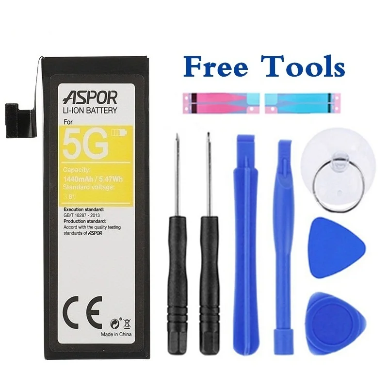 

ASPOR 100% New 1440mAh Replacement Batteries For Apple iphone 5 Battery For iphone5 5G Battery In Stock+Free Tools kits i5