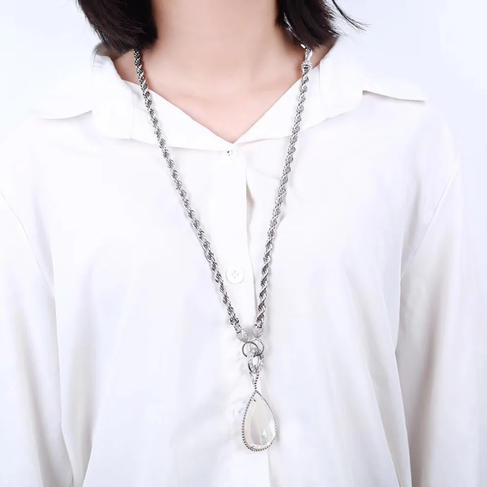 Accking Мода дизайн оболочки кубического циркония Кристальное свадебное ожерелье ювелирные изделия для невесты подарок аксессуары для девочек