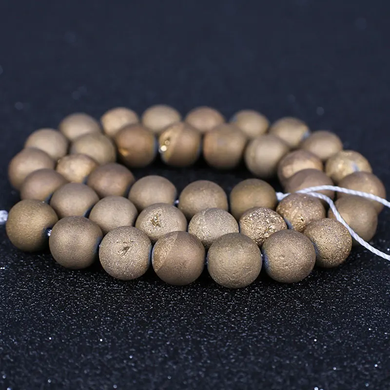 Natural Druzy Agates Rough Beads Cracked Geode Stone Crystal Druzy Matte Loose Beads For Necklace Jewelry Making 15