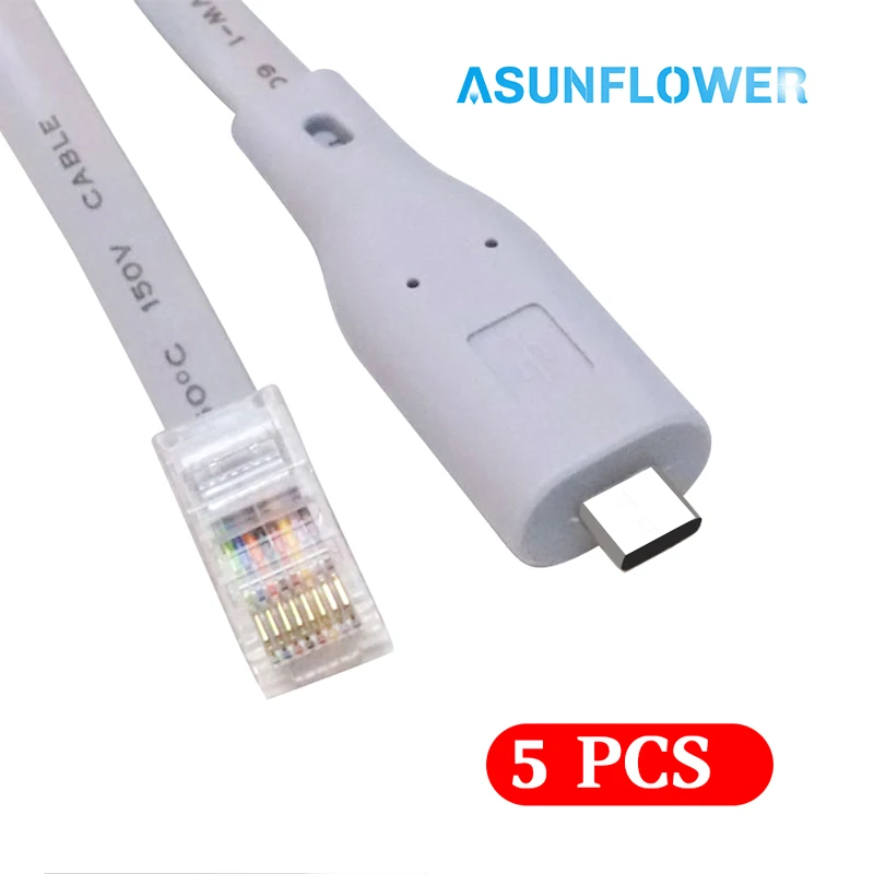 

Cisco Console Cable USB Type c to rj45 5 pcs cable FTDI FT232R Smart chip+RS232 Level Shifter Extension Cable For Huawei-Router