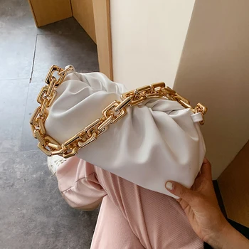 

Gold Chain Cloud Bags For Women 2020 Summer PU Leather Crossbody Bags For Women Luxuury Elegant Shoulder Handbags