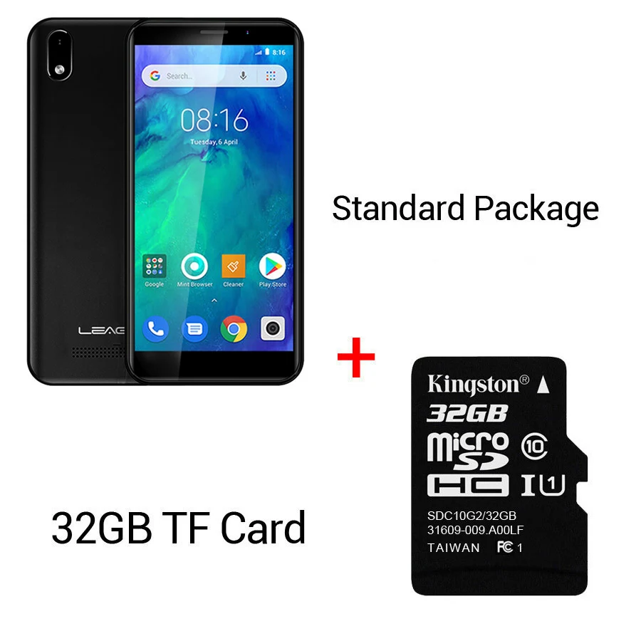 LEAGOO Z10 Android O Go 18:9 5," 1 ГБ ОЗУ 8 Гб ПЗУ смартфон 2000 мАч 960*480 MT6580M четырехъядерный мобильный телефон - Цвет: Black N 32GB Card