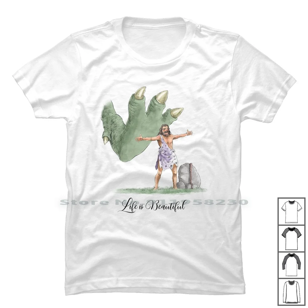 La Vita È Bella Per La Maglietta Leggera 100% Cotone Pietra Età Dinosauri Bella Luce Arizona Trex Dino Beau Rex Età No