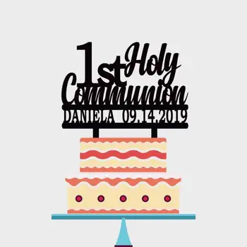 

Personalised Cake Topper Custom Name Date First Holy Communion Topper For Kids 1st Holy Communion Party Cake Decoration YC005
