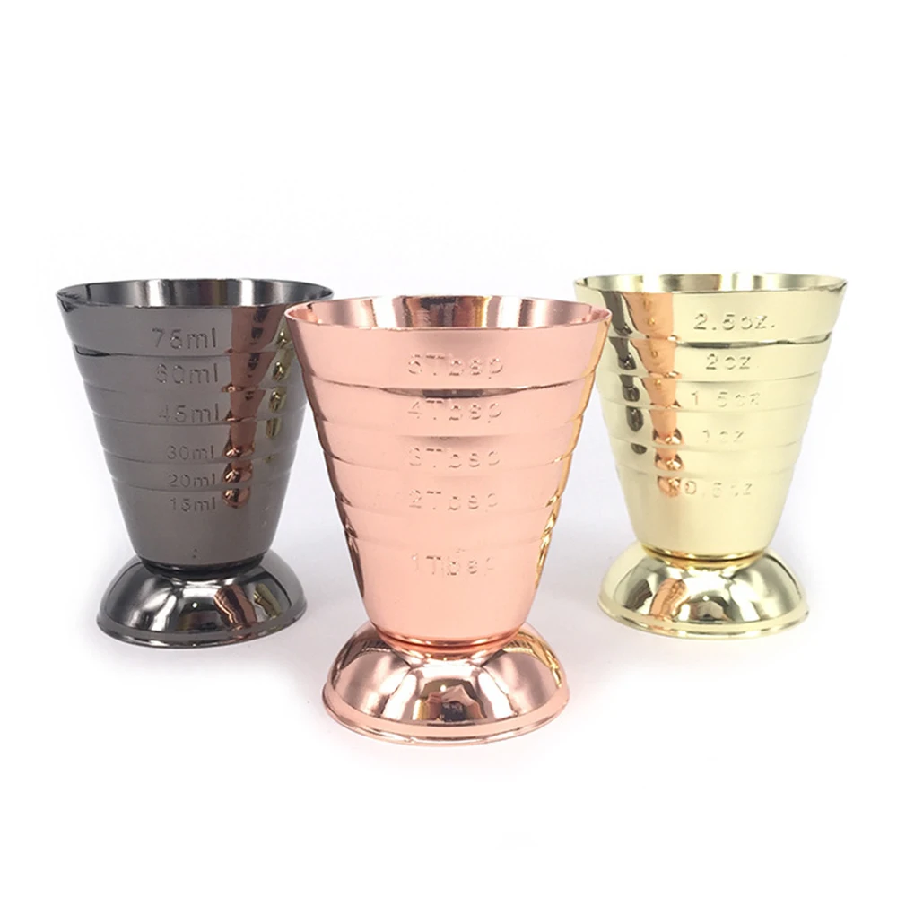 

75ml Stainless Steel Measuring Shot Cup Ounce Jigger Bar Cocktail Drink Mixer Liquor Measuring Cup Mojito Measure 3 in 1