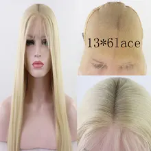 BM 13*6 большой кружевной прямой синтетический кружевной передний парик светильник медовый блонд Термостойкое волокно с детскими волосами для белых женщин парики