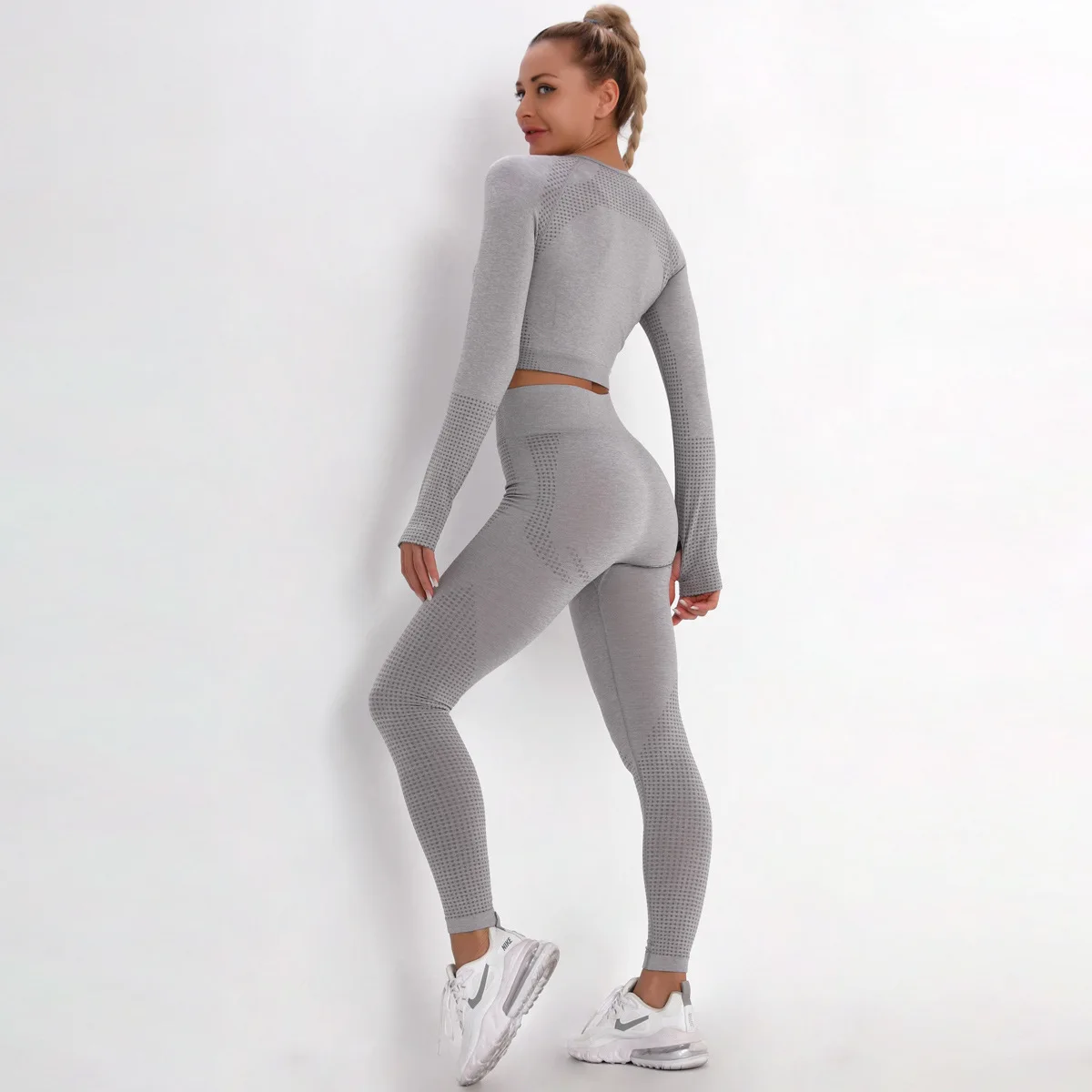 High Elastic Women Fitness Yoga Top Sports Clothing Ladies Gym Running Shirt Quick Dry Compression Long Sleeve Yoga Shirts