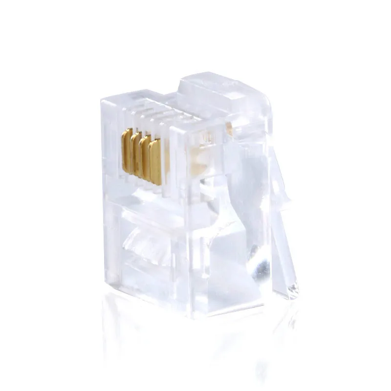 20pcslot RJ11 Connector 6P4C Modular Plug Plated Network Connector Crystal Head (5)