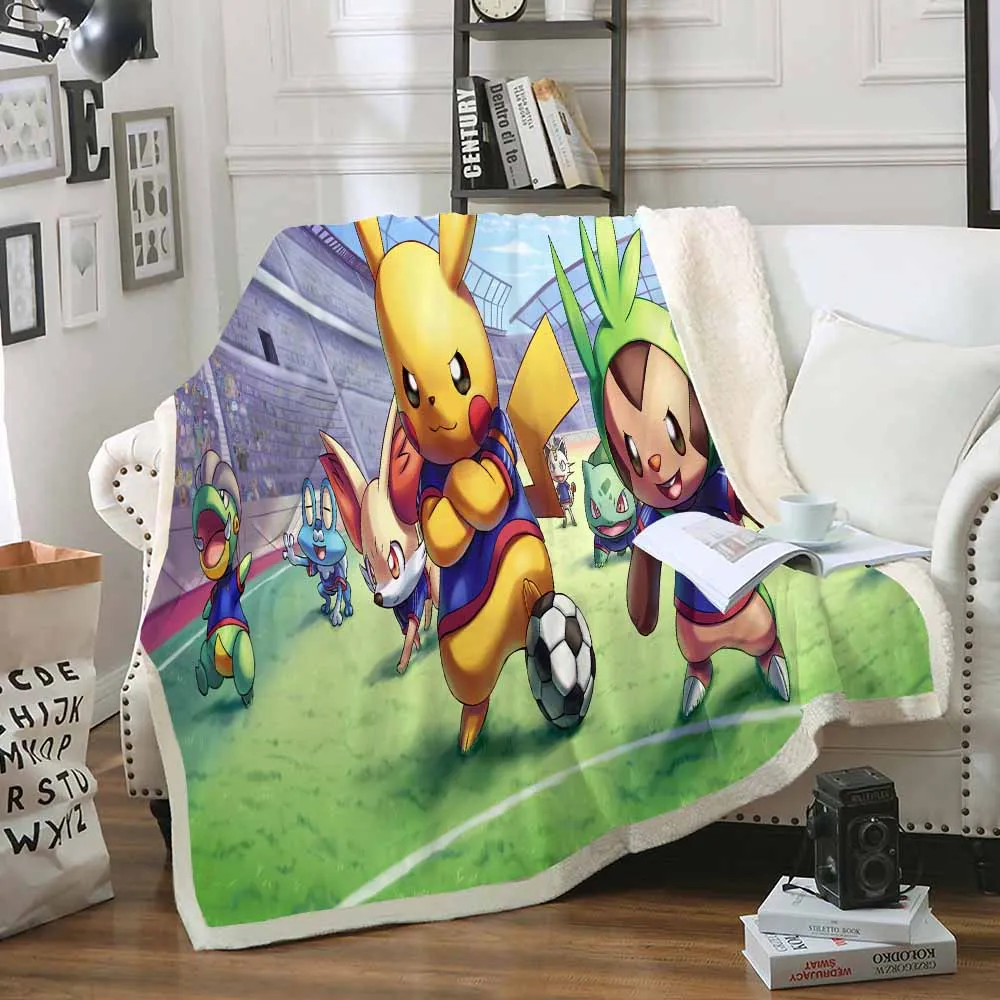 Одеяло с Пикачу, зимнее теплое плотное одеяло для кровати, дивана, аниме серии, мультфильм, дизайнерское одеяло, шерпа, флисовое домашнее одеяло - Цвет: 13