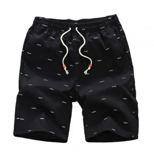 2021 Summer New Shorts Men Mid Rise Fish Bone Print Men Shorts Loose Drawstring Pockets Short Pants Bottoms High Quality Shorts smart casual shorts mens Casual Shorts